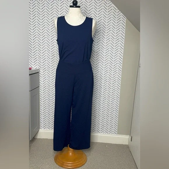 Habitat Perfect 3-piece Navy Set - blazer, wide leg pant sleeveless tank Large - Picture 3 of 13